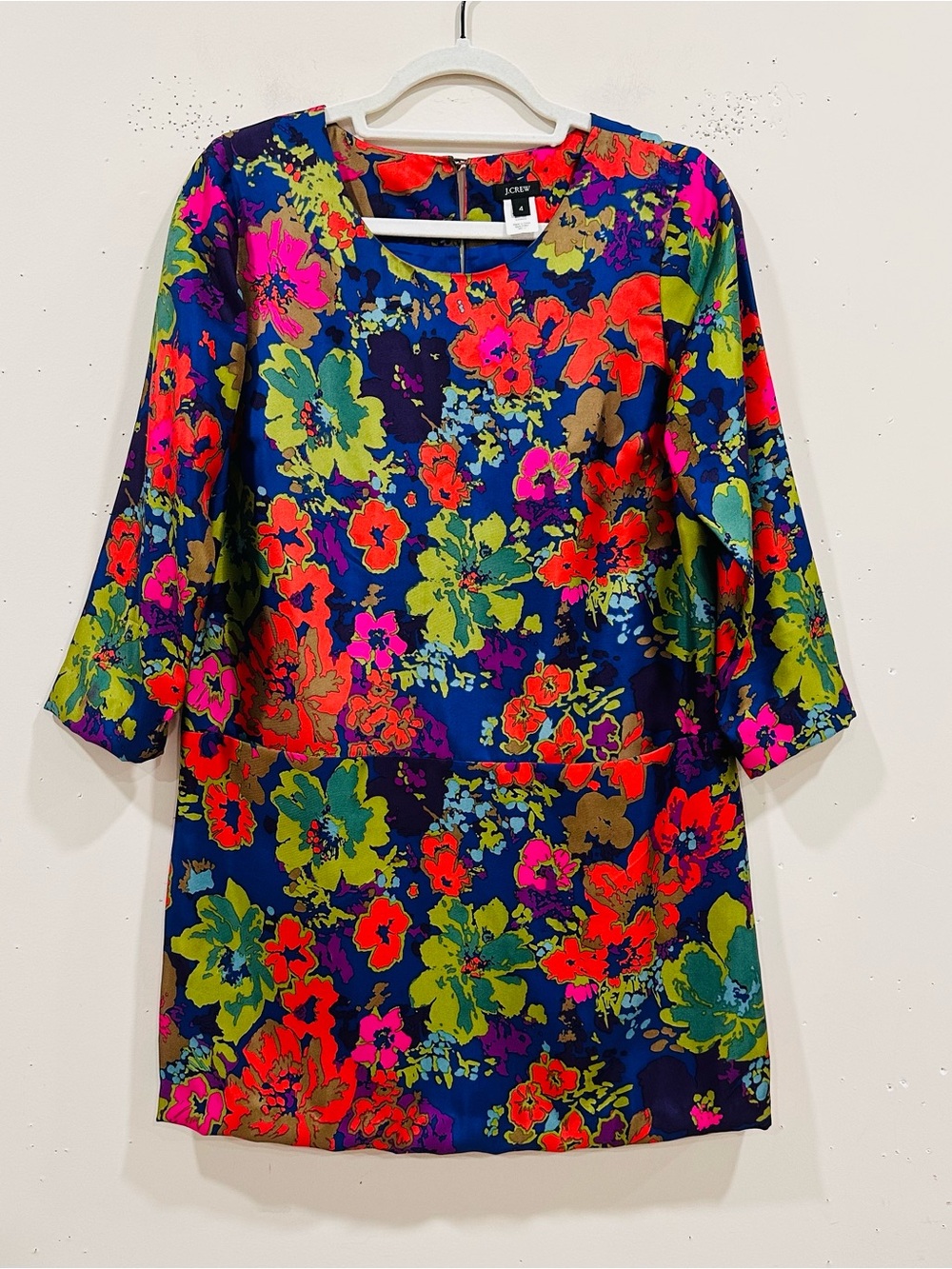 J. CREW 100% Silk Jules Ashbury Colorful Floral Print Mini Dress Size 4